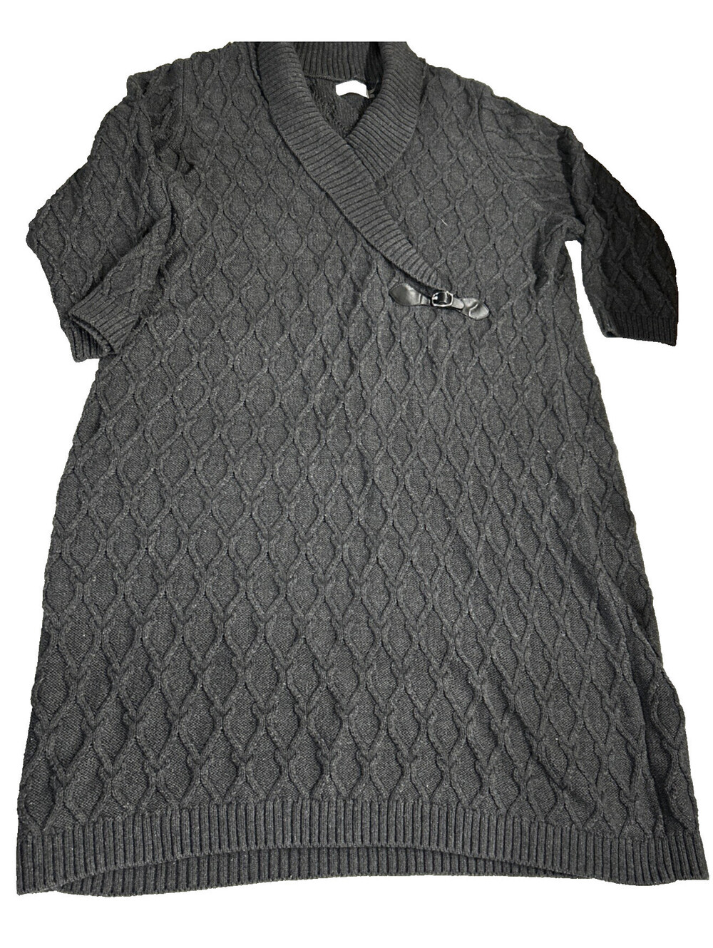 Calvin Klein Women's Sweater Dress 1X Gray Long Sleeve Knit Pullover Plus Size